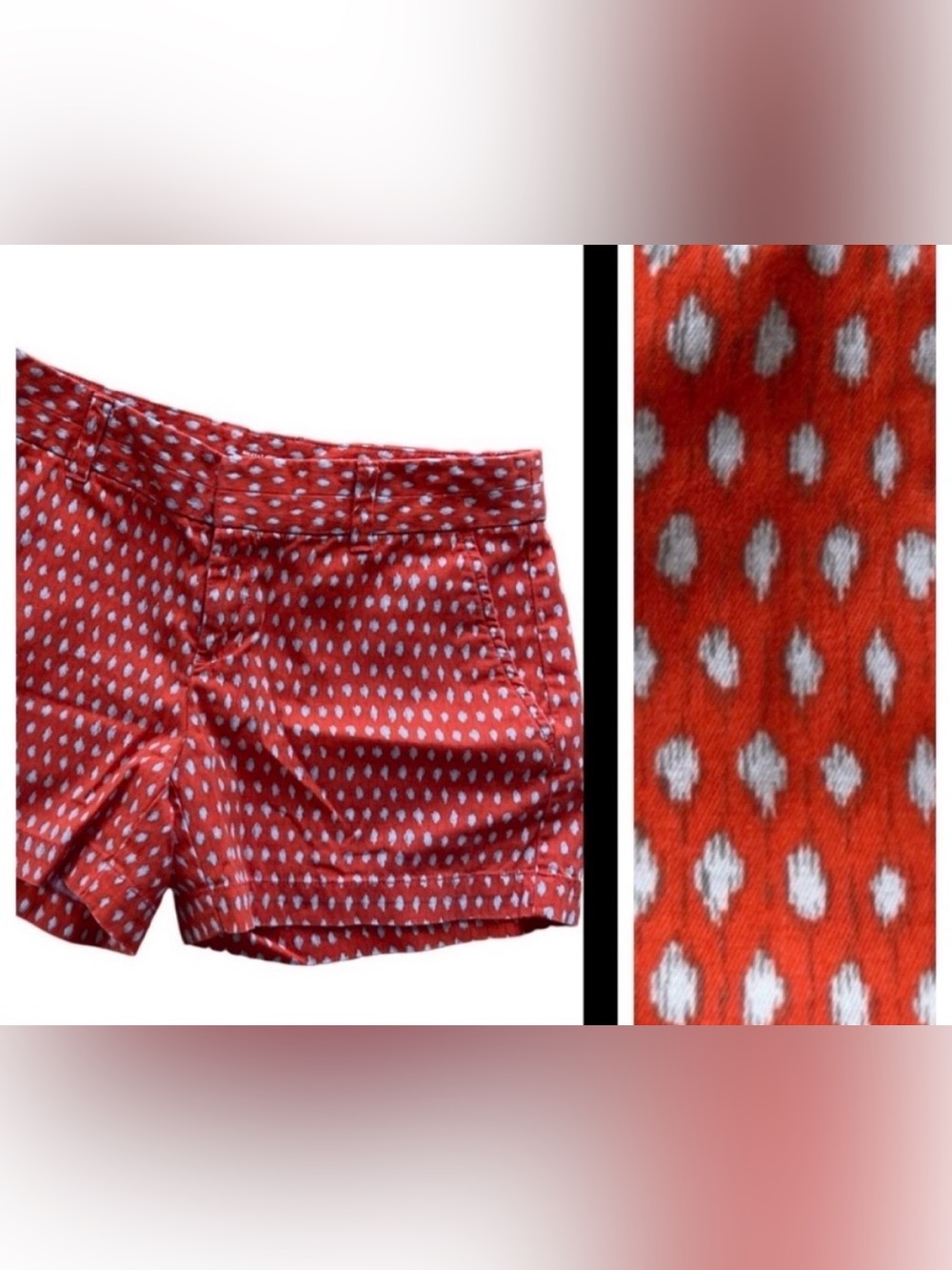 Ikat Loft Original Style Shorts Size 0 Orange & Tan Pattern Button & Double Hook